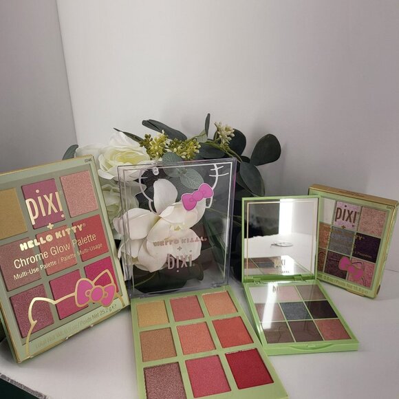Pixi Hello Kitty Chrome Glow Palette & Eye Effects Eyeshadow Palette Bundle NIP - Picture 1 of 8